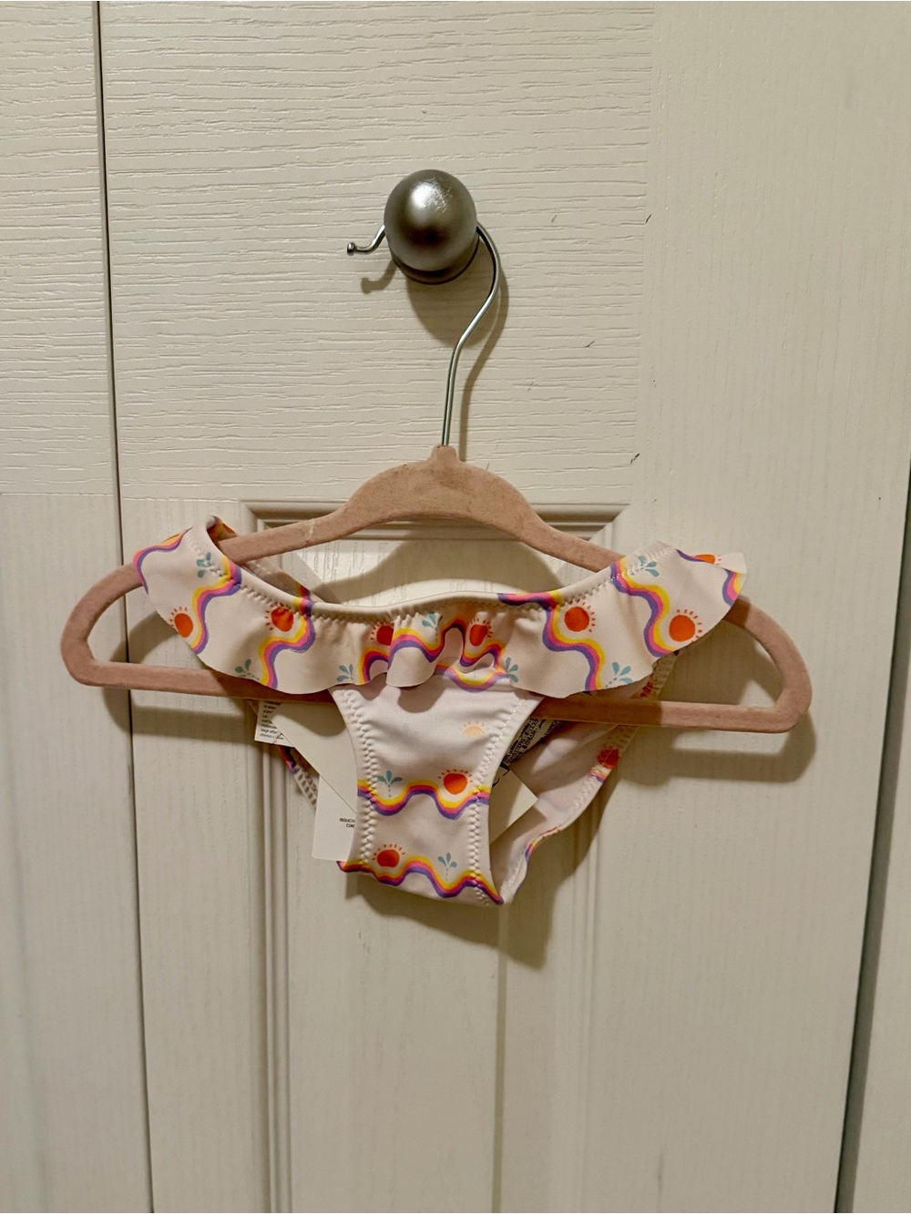 Zara Light Pink Bikini Bottoms with Rainbow Wave Trim